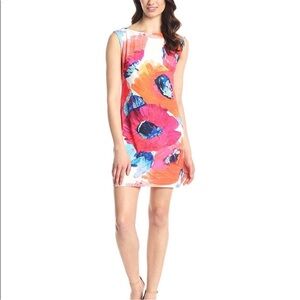 Trina Turk Felana Floral Watercolor Jersey Dress 8 Spring Pop Over Colorful
